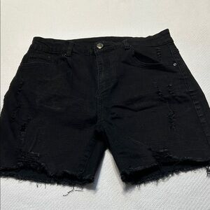 Black Distressed Women Shorts